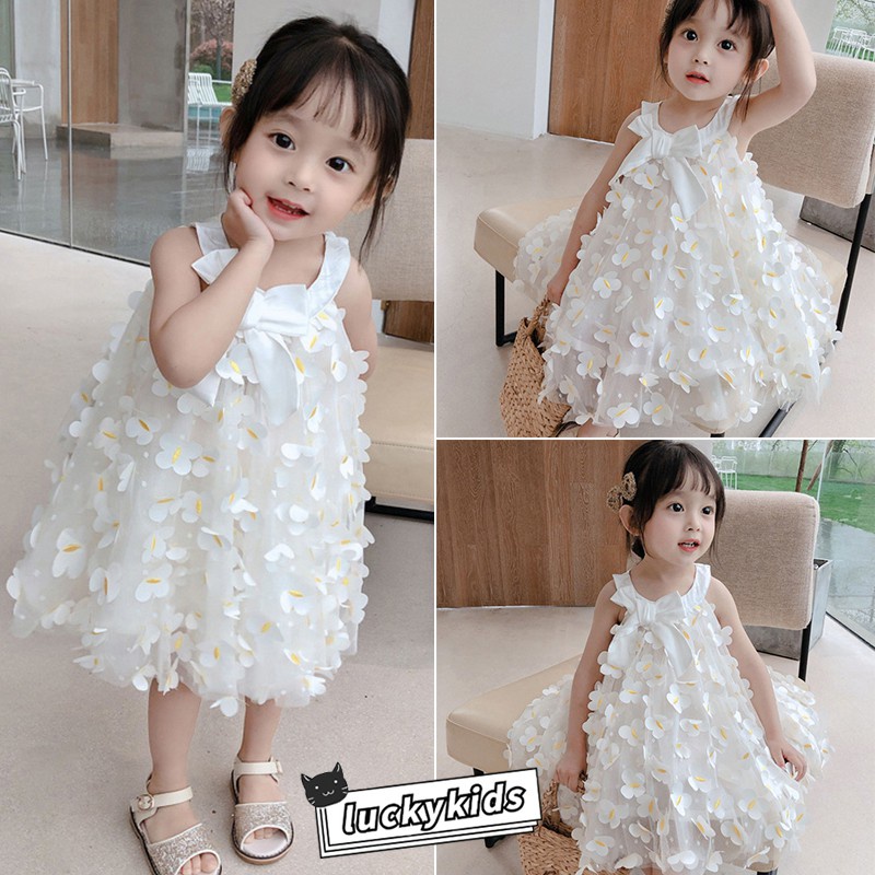 Toddler Baby Girl Birthday Tutu Princess Bowknot Party Dress Floral Sleeveless G 