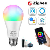 Tuya Zigbee LED Smart Light Home E27 LED Bulbs APP Control 12W15W 18W RGB+CW+WW Alexa Lamp Dimmable Work With Home