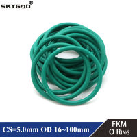 【2023】10pcs FKM O Ring CS 5mm OD 16 ~ 100mm Sealing Gasket Insulation Oil High Temperature Resistance Fluorine Rubber O Ring Green