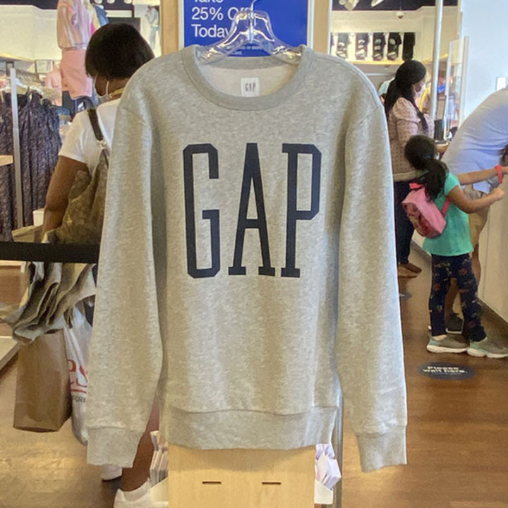 hnf531-new-yorkao-gap-เสื้อกันหนาวแขนยาวสำหรับผู้ชายพิมพ์โลโก้ตัวอักษรตัวใหญ่ผ้ากำมะหยี่บางใส่ได้ทุกโอกาสฤดูใบไม้ร่วง