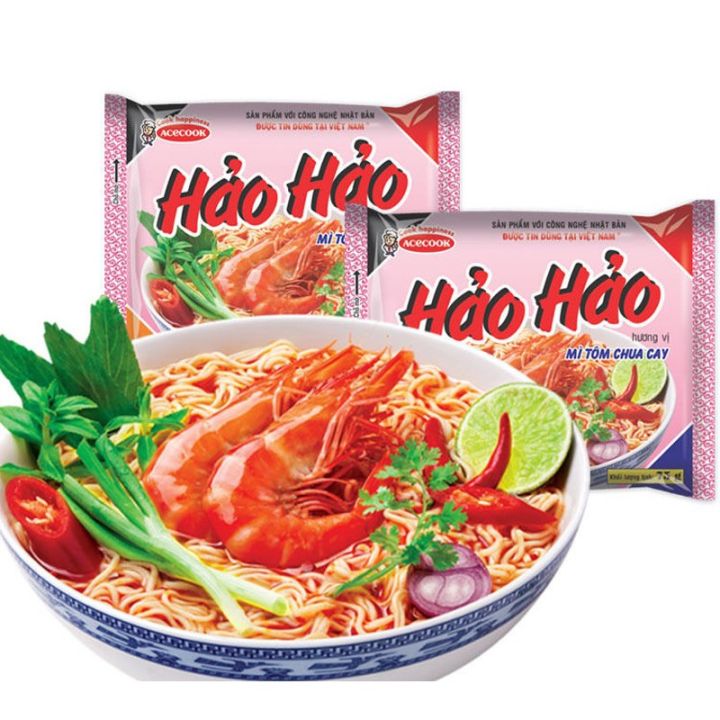 【vietnam】hao Hao Mi Tom Chua Cay Hot Sour Shrimp Flavour Vietnamese Instant Noodles 虾味 1