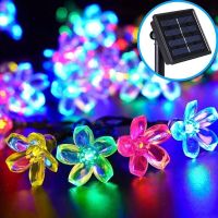 12/22/32M LED Solar Cherry Blossom Light String Outdoor Waterproof Fairy Light Christmas Decoration Garden Party Xmas Tree Decor