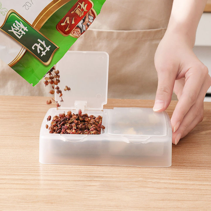 spice-storage-box-fruit-packaging-box-double-compartment-packaging-box-dried-fruit-packaging-box-sealed-preservation-box-transparent-flip-seasoning-box-flip-preservation-box