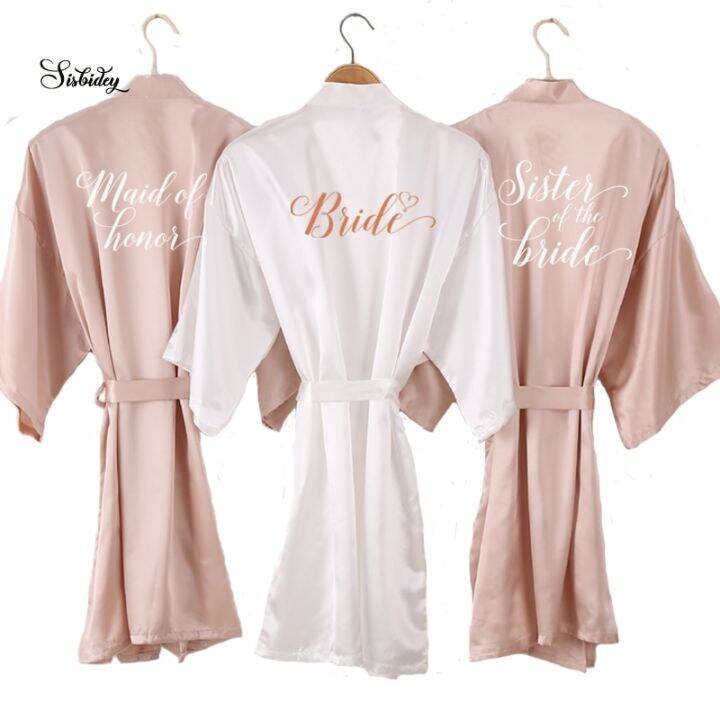 new Champagne bathrobe bride satinsilk robe women bridal party sister
