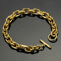 316L Stainless Steel Bracelets 18K Gold Plated Men Biker Hip Hop Link Bracelet