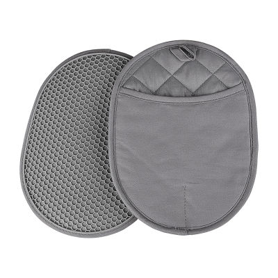Hanging Loop Thick Anti Skid Breathable Heat Resistant Kitchen Cooking Oven Pads Skin Friendly Soft Cotton Lining Scratch Resistance Baking Easy To Clean Waterproof Pot Holders