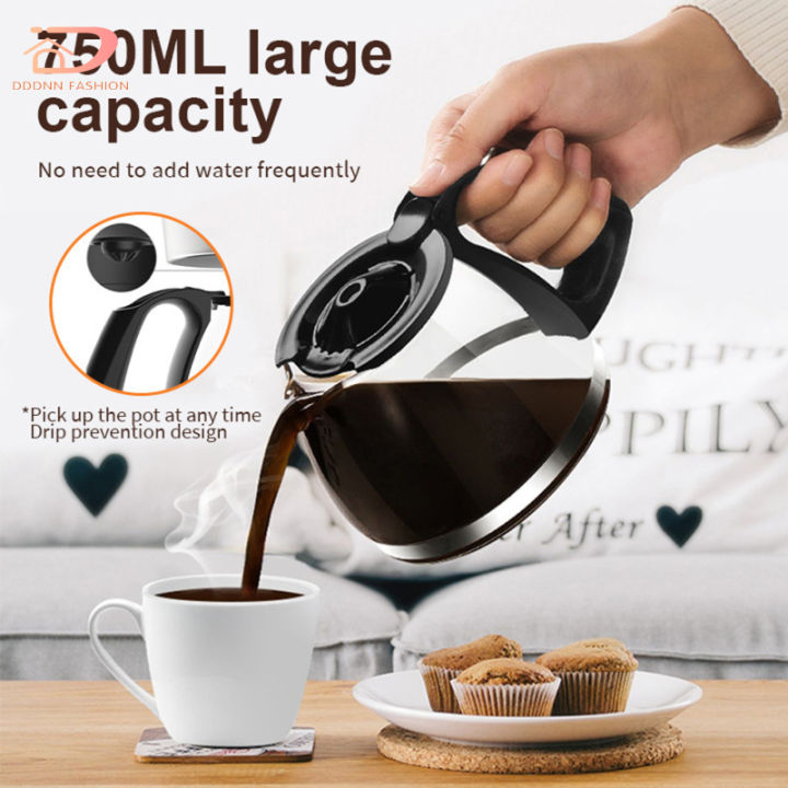 เครื่องชงกาแฟหยดอัตโนมัติ650วัตต์เครื่องชงกาแฟขนาด750มล-เครื่องชงกาแฟความจุมากพร้อมฐานควบคุมอุณหภูมิเหมาะสำหรับผู้เริ่มต้น