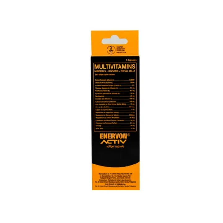 Enervon Activ Multivitamins Minerals Ginseng Royal Jelly 5 Softgel Capsules Lazada Ph 0923