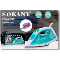 เตารีดไอน้ำ SOKANY รุ่นSK-YD-2097 1200วัตต์ มีปุ่มปล่อยพลังไอน้ำ ปลั๊กไทย มีหลายโหมดให้เลือกใช้ สามารถรีดแห้งได้ เตารีดไอน้ำพกพา เตารีด