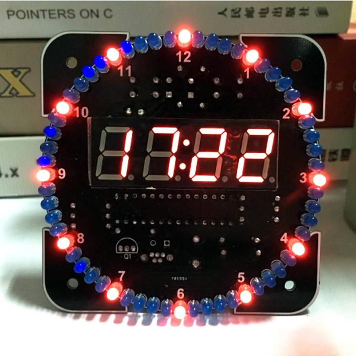 good-quality-gefengjuan-ชุดไฟดิจิตอลอิเล็กทรอนิกส์-led-แบบทำมือ-ds1302นาฬิกาปลุกหมุนได้51-scm-กระดานเรียน5v-xp-หลักการแสดงวันที่