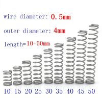 【⊕Good quality⊕】 gongfaz เส้นผ่านศูนย์กลางลวด20ชิ้น = 0.5Mm Od = 4สเตนเลสสตีลการต่อขยายป้องกันการกัดกร่อนการบีบอัดขนาดเล็กสปริง L = 10-50