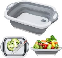 Folding Cutting Board Multifunctional Collapsible Sink Drain Basket Washable Vegetables Strainer Kitchen Dish Storage Organizer