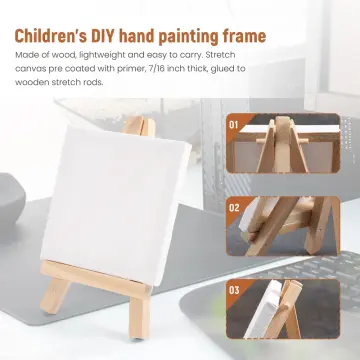 Artists DIY Drawing 4 Inch Mini Easel Mini Canvas Set Painting Kids  Painting Craft Small Table Easel for School Home Drawing Toy