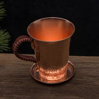 Pure Copper Beer Coffee Cup And Cover Disc Milk Mug R Handcrafted Weave Handle 500ml Drinking Cups Drinkware Couple Gifts