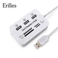 [HOT HAIXWLXKWW 589] Erilles USB Hub 2.0 Combo Splitter Card Reader Extension Port Hubs Adapter สำหรับ