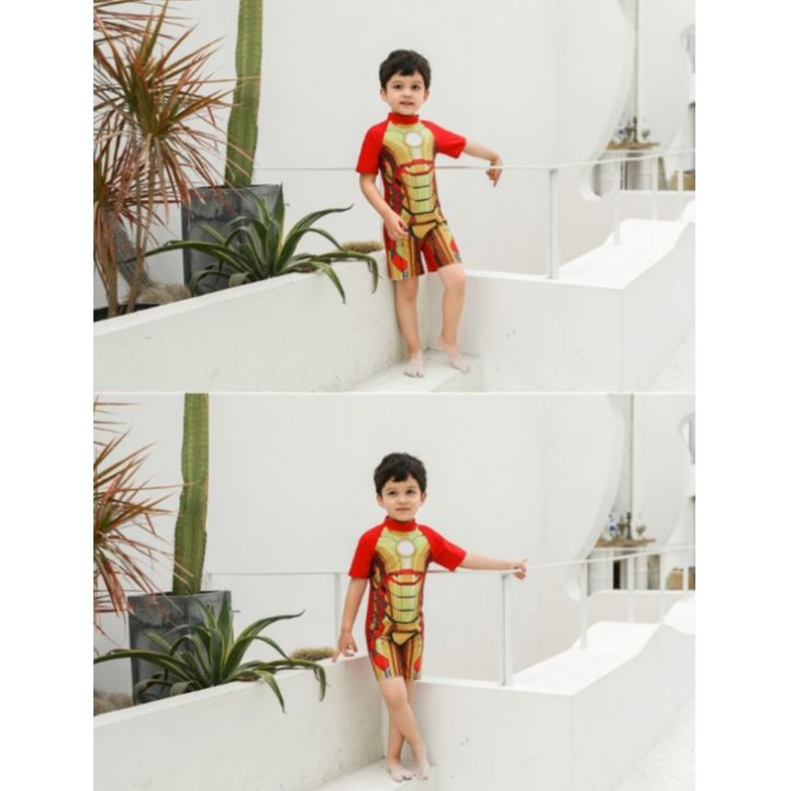 ชุดว่ายน้ำเด็กชาย-พร้อมหมวก-ชุดว่ายน้ำบอดี้สูทเด็ก