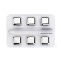 6Piece Stainless Steel Ice-Cubes Set Wine Cooling Chilling Rock Bar Tool for Whiskey Wine