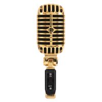 Professional Wired Vintage Classic Microphone Dynamic Vocal Mic Microphone for Live Performance Karaoke(Gold)