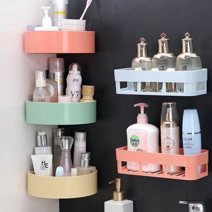 Wall Mounted Bathroom Storage Shelf Self-adhesive Kitchen Corner