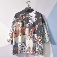 Japanese Uni Kimono Shirt Samurai Loose Summer Yukata Shirt for Men and Women