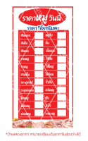 ป้ายราคาเนื้อหมูมี 2 ขนาดให้เลือก  *พับขอบตอกตาไก่  (งายป้าย 1 หน้า 1 แผ่น)