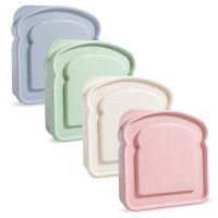 4Piece Reusable Sandwich Box Container Sandwich Holder Bread Container for Kids,