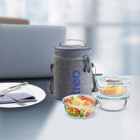 Treo by Milton All Fresh Borosilicate Glass Tiffin, 400 ml, Set of 3, Transparent