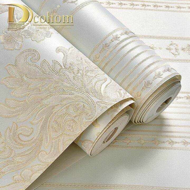 noenname-nuil-ง่ายแผ่นรองจานข้าวสไตล์ยุโรปวอลล์เปเปอร์ตกแต่งบ้านลาย-damask-3d-ม้วนวอลล์เปเปอร์สำหรับห้องนอนห้องนั่งเล่น