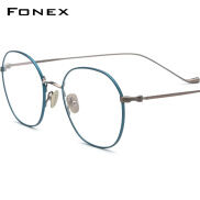 FONEX Gọng Kính Titan Kính Mắt Quang Học Cận Thị Tròn Cổ Điển Cho Nam Kính