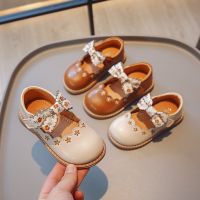 Korean Style Embroidery Baby Girls Leather Flat Shoes Floral Bowknot Soft Sole Comfortable Kids Shoes 2-8 Years Old T23N02PP-137