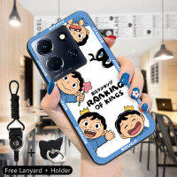 เคส PMP สำหรับ Infinix Note 30 Note 30 5G 30 Pro 30 VIP (แหวนใส่นิ้ว + เชือกเส้นเล็ก) เคสการ์ตูนอนิเมะของพระมหากษัตริย์ Poggi เคสโทรศัพท์ป้องกัน TPU ซิลิโคนกันกระแทกสำหรับเด็กผู้หญิงและเด็กชาย