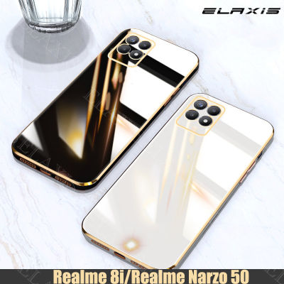 สำหรับ Realme 8i/Realme Narzo 50เคสโทรศัพท์หรูหราชุบขอบตรงปลอกอ่อนกันกระแทกฝาหลัง