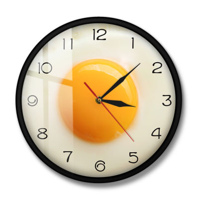 Home Decoration 3D Design Breakfast Food Wall Art Decorative Fried Egg Kitchen Wall Clock Dining Room Decor Silent Wall Watch