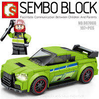 บล็อกตัวต่อรถแข่ง รถสปอร์ต พร้อมมินิฟิกเกอร์ 1 ตัว SEMBO BLOCK 607066 จำนวน 197 ชิ้น