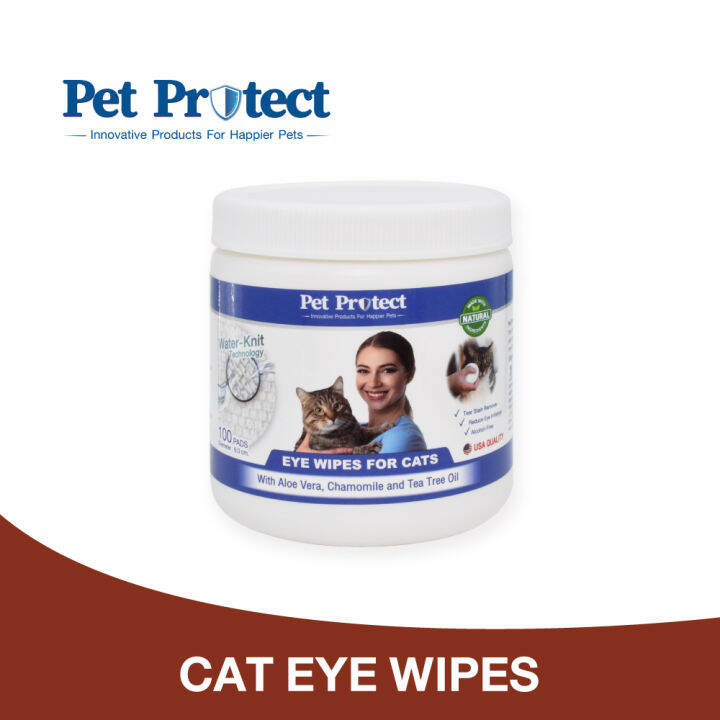 Pet Protect Cat Eye Wipes ผ้าเปียกเช็ดตาแมว สูตรอ่อนโยน ช่วยลดคราบน้ำตา