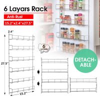 6 Layers Tier Spice Seasoning Kitchen Rack Cabinet Shelf Door Organizer Wall Mount Holder Storage Shelf Pantry Space Saver Racks