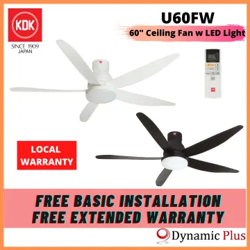 KDK U60FW 60" DC Motor Ceiling Fan with LED Light and Remote (FREE INSTALL) READY STOCK WHITE
