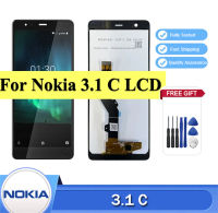 5.45 "สำหรับชิ้นส่วนจอสัมผัสแอลซีดีของเครื่องแปลงดิจิทัล Nokia 3.1 C สำหรับ Nokia 3.1C TA-1140จอสำรอง100% การทดสอบ