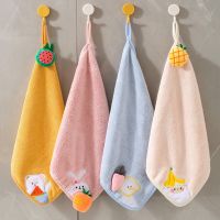 ✘✷❉ 1PC Cartoon Hanging Hand Towel Soft Coral Fleece Kitchen Towel Household Dish Cloth Cute Kids Child Baby Quick Dry Bathing Towel