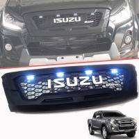 กระจังหน้า หน้ากระจัง มีไฟ LED สีขาว รุ่น อีซูซุ ดีแม็กซ์ ISUZU D-MAX DMAX ปี 2016 - 2018 สีดำด้าน โลโก้ใหญ่ สีขาว 1 ชิ้น