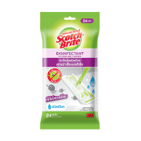 สก๊อตช์-ไบรต์ ™ ผ้าเช็ดพื้นชนิดเปียก สูตรฆ่าเชื้อแบคทีเรีย 24 แผ่น Scotch-brite Disinfectant floor wet wipes 24 pcs.