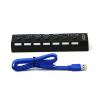 【Booming】 Gadget Lab Bd 7พอร์ต USB 3.0 HUB ความเร็วสูง Multi USB Splitter Hubs พร้อมสวิตช์เปิด/ปิด Au/eu/uk/us Power Adapter สำหรับ PC แล็ปท็อป