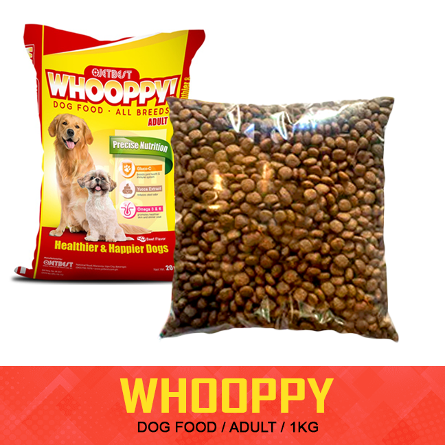 Whooppy Dog Food Adult 1kg (for all breeds) with Yucca Extract supports