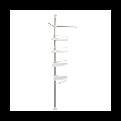 ☄❉┅ 4 Tier Shower Caddy Organizer Shelf Corner Bathroom Organizer Shower Corner Stand Floor To Ceiling Tension Pole Shower