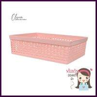 ตะกร้าพลาสติกลายหวาย KECH 18.8X26X8 ซม. สีชมพูPLASTIC WOVEN RATTAN STORAGE BASKET KECH 18.8X26X8CM PINK **คุ้มที่สุดแล้วจ้า**