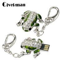 Pendrive Cartoon Metal Frog 128GB 64GB 32GB 16GB 8GB 4GB USB Flash Drive 256GB Pen Drive Cel USB Memory Stick Crystal Keychain