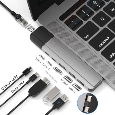 Mompible USB C Hub กับ HDMI-Rj45 4K 1000M USB-C Dock กับ PD พอร์ตข้อมูล Hub 3.0 TF SD สำหรับ Macbook Pro/air 2022 M1 M2 Feona