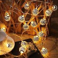 Christmas LED Fairy Light Moroccan Hollow Metal Ball LED String Lights Battery Powered for Wedding Holiday Home Party Decoration