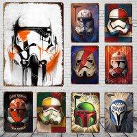 Wanghuilishop S อะนิเมะป้ายโลหะดีบุก Mandalorian สำหรับตกแต่งบ้าน