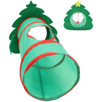 Zecetim Pet Cat Tunnel Toy Kitten Tunnel Plaything ของเล่นแบบโต้ตอบสัตว์เลี้ยง Xmas Tree Shape Tunnel Toy